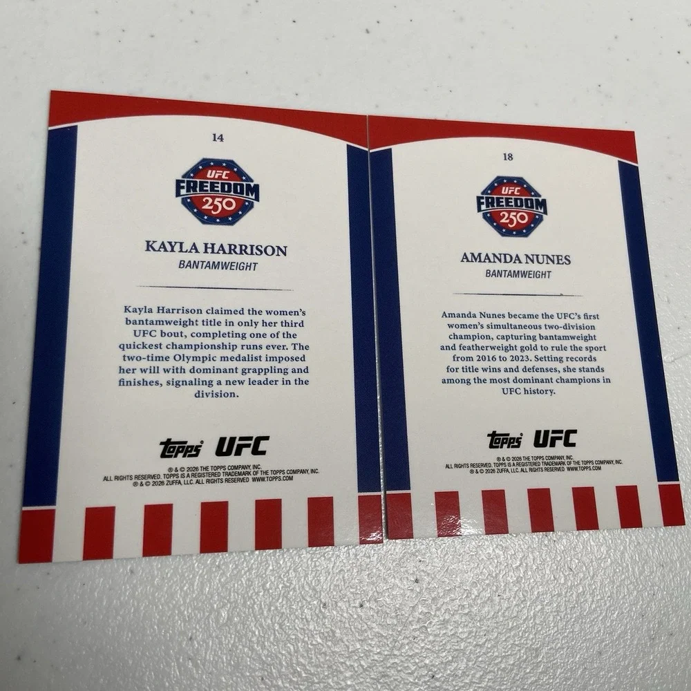 Topps 2026 UFC Freedom 250 - Amanda Nunes & Kayla Harrison /75 Purple Parallel